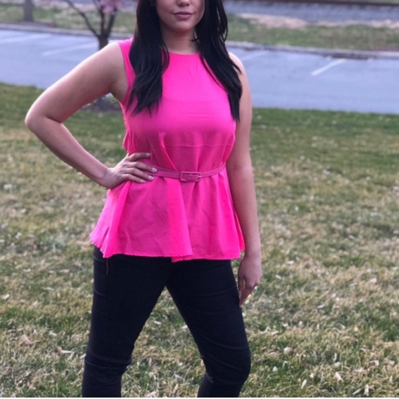 Pink Sleeveless Chiffon Blouse Multiple Sizes - Picture 3 of 4